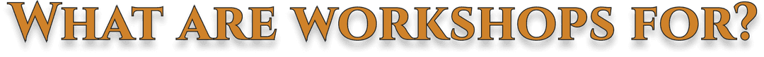 What are workshops for?
