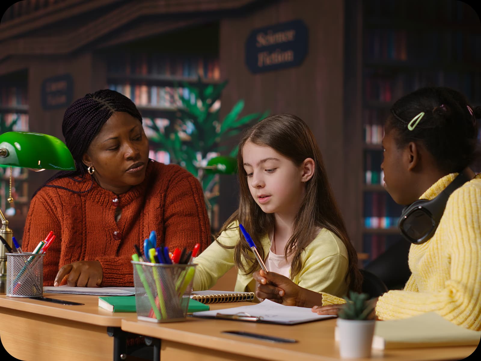 Girls discussing draft